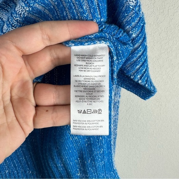 Pilcro Anthropologie Blue Textured High Low Pullover Sweater Size XXS - Picture 4 of 5